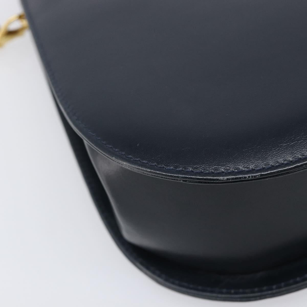 Salvatore Ferragamo Gancini Hand Bag Leather 2way Navy Gold Tone Auth 202857V