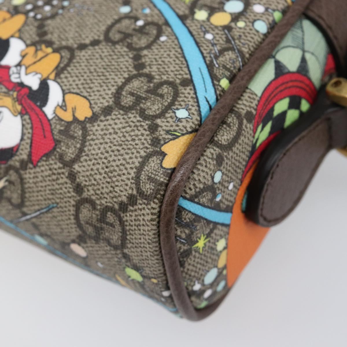GUCCI GG Supreme Disney Donald Duck Shoulder Bag PVC Beige 648124 Auth 202863SAM
