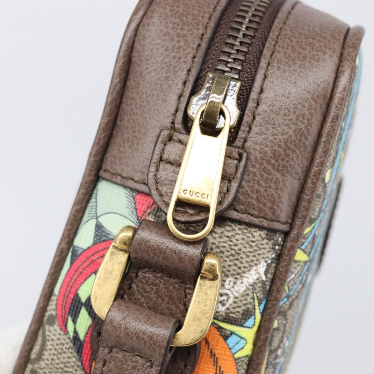GUCCI GG Supreme Disney Donald Duck Shoulder Bag PVC Beige 648124 Auth 202863SAM