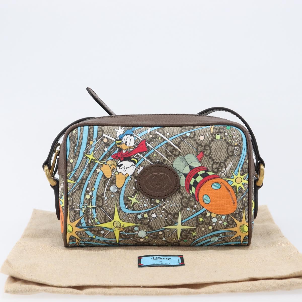 GUCCI GG Supreme Disney Donald Duck Shoulder Bag PVC Beige 648124 Auth 202863SAM