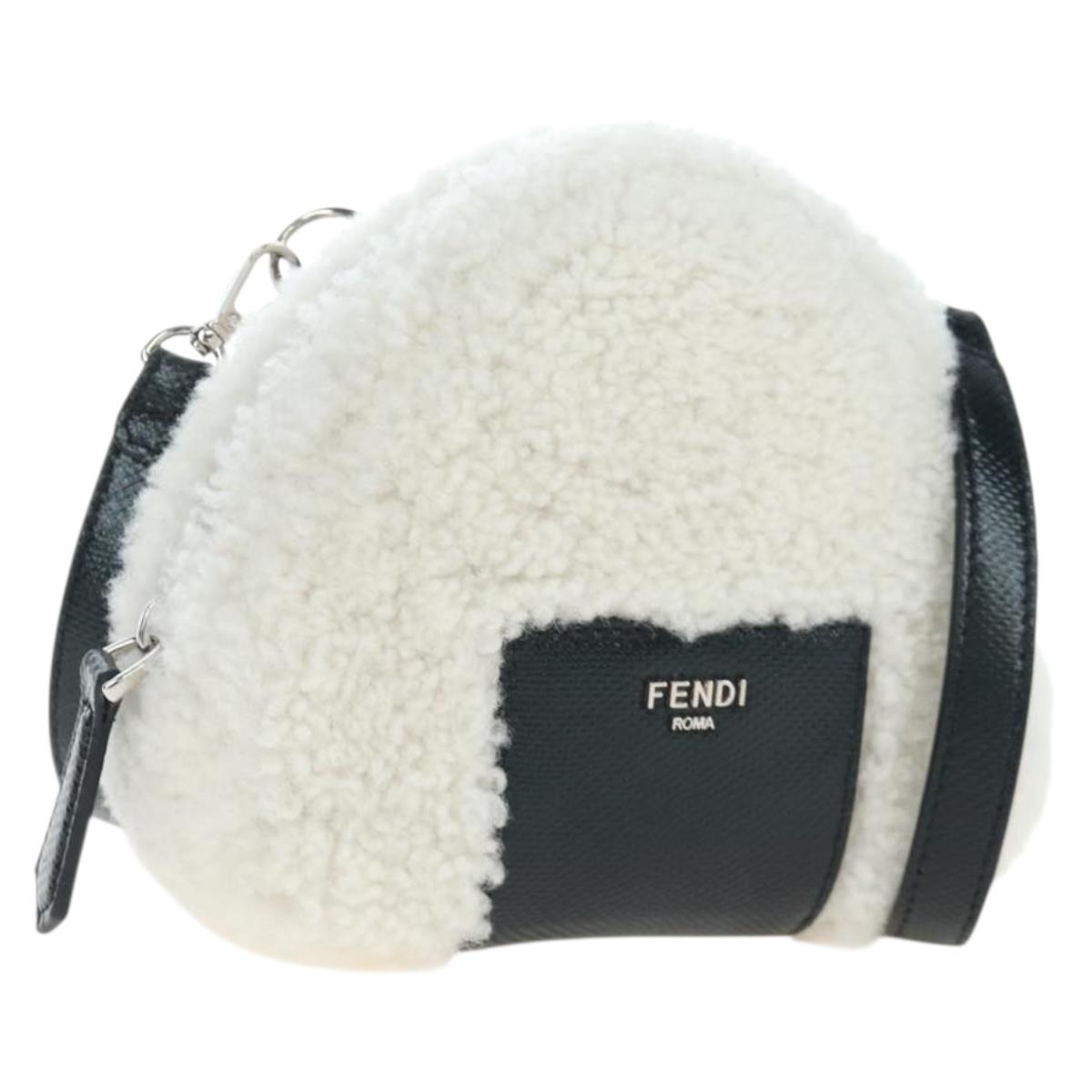 FENDI Rice Ball Shoulder Bag Bore White Black 7AS240 Auth 202864SAM