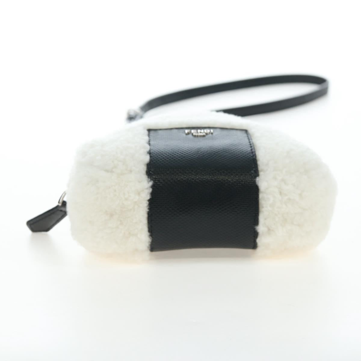 FENDI Rice Ball Shoulder Bag Bore White Black 7AS240 Auth 202864SAM