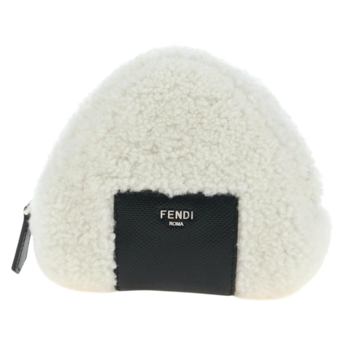 FENDI Rice Ball Shoulder Bag Bore White Black 7AS240 Auth 202864SAM