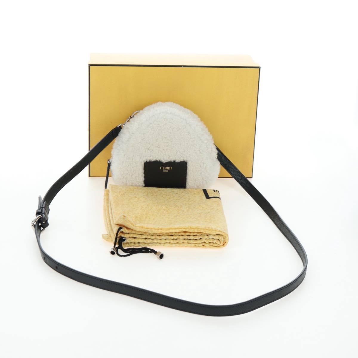 FENDI Rice Ball Shoulder Bag Bore White Black 7AS240 Auth 202864SAM