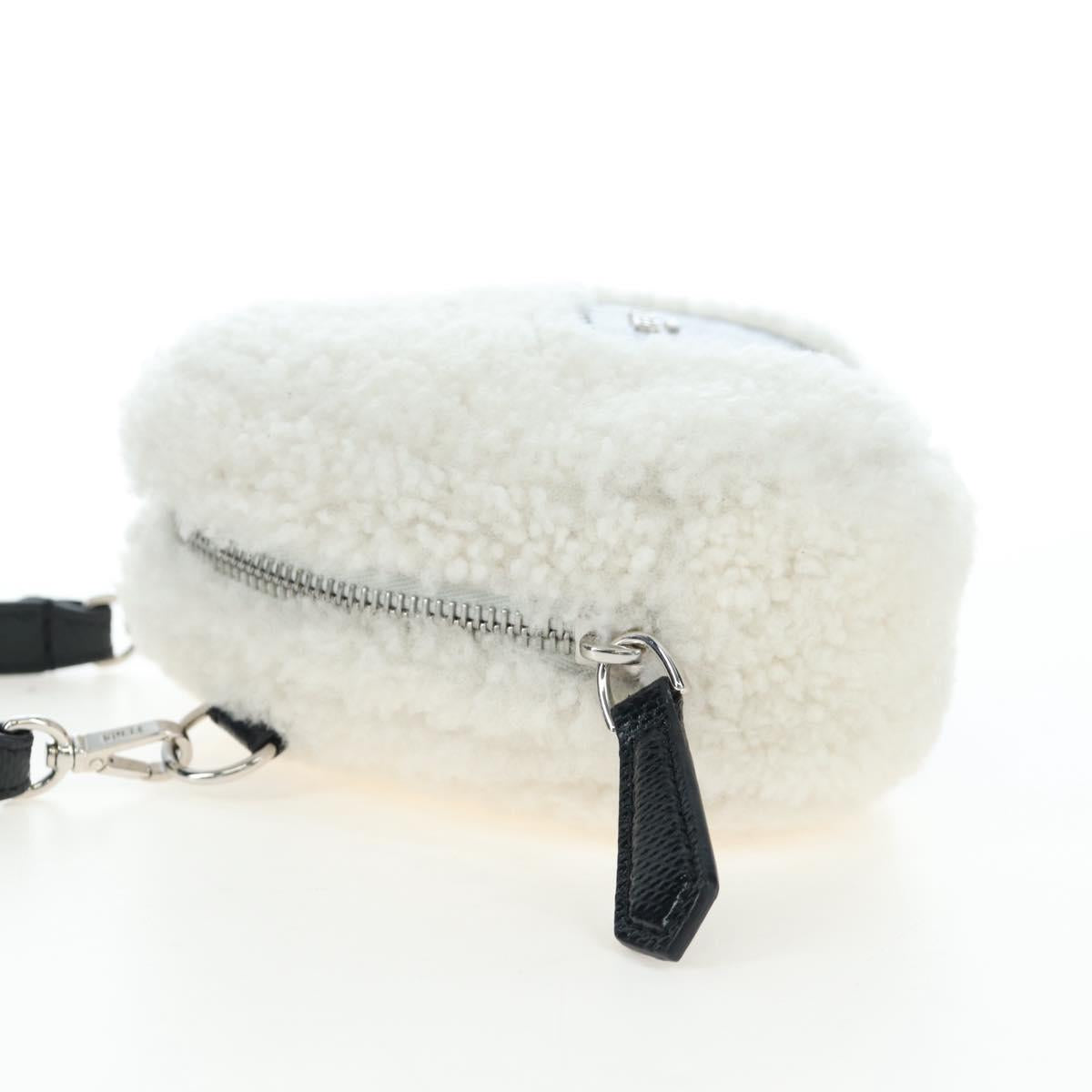 FENDI Rice Ball Shoulder Bag Bore White Black 7AS240 Auth 202864SAM