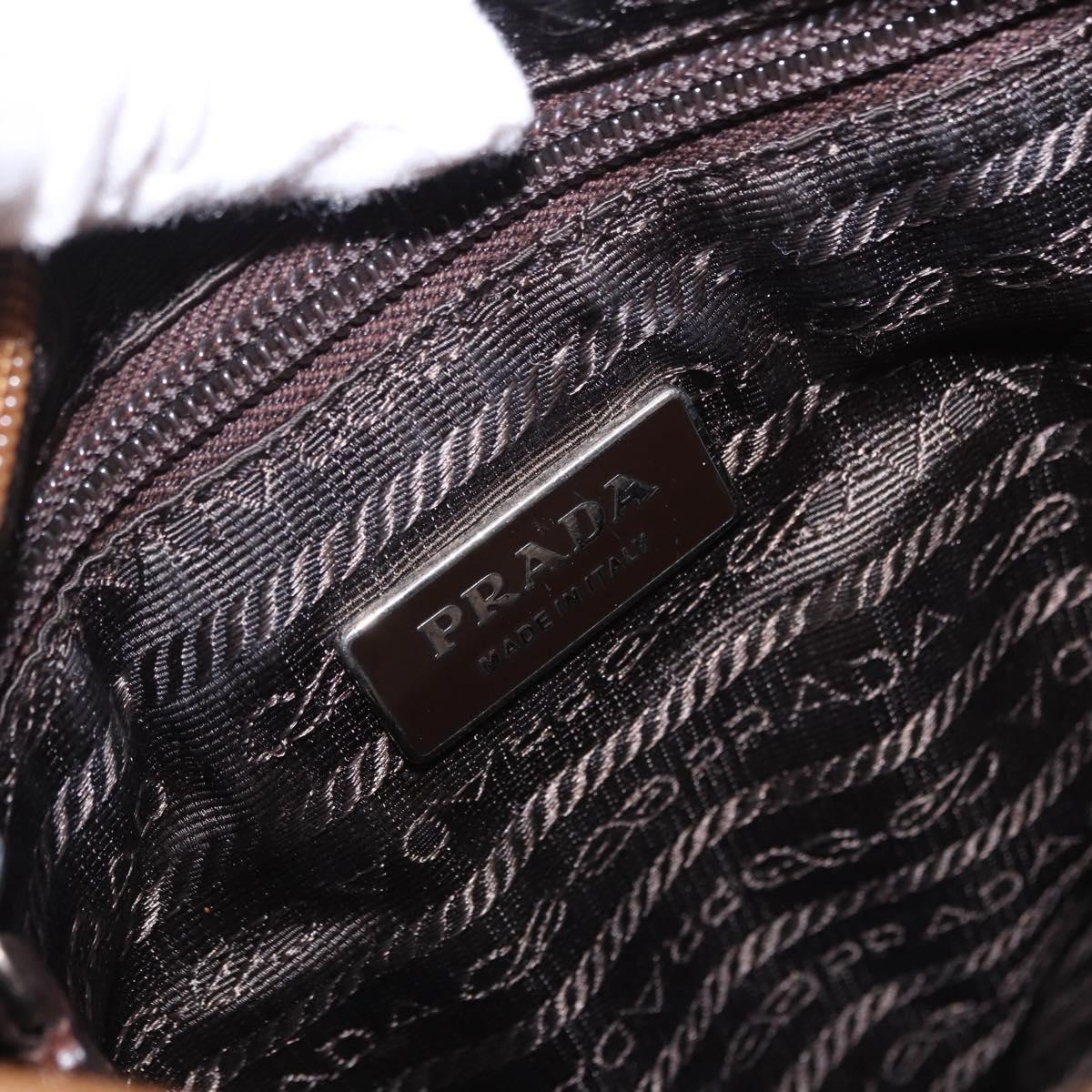 PRADA Hand Bag Tweed Brown Silver Auth 202875A