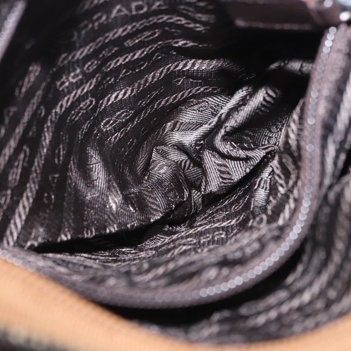 PRADA Hand Bag Tweed Brown Silver Auth 202875A