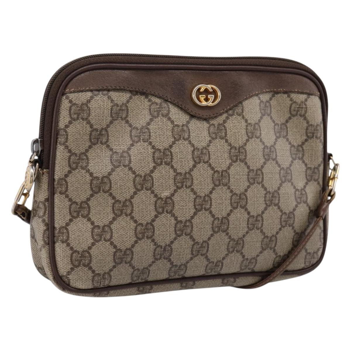 GUCCI GG Supreme Shoulder Bag PVC Beige Gold 97 02 068 Auth 202878