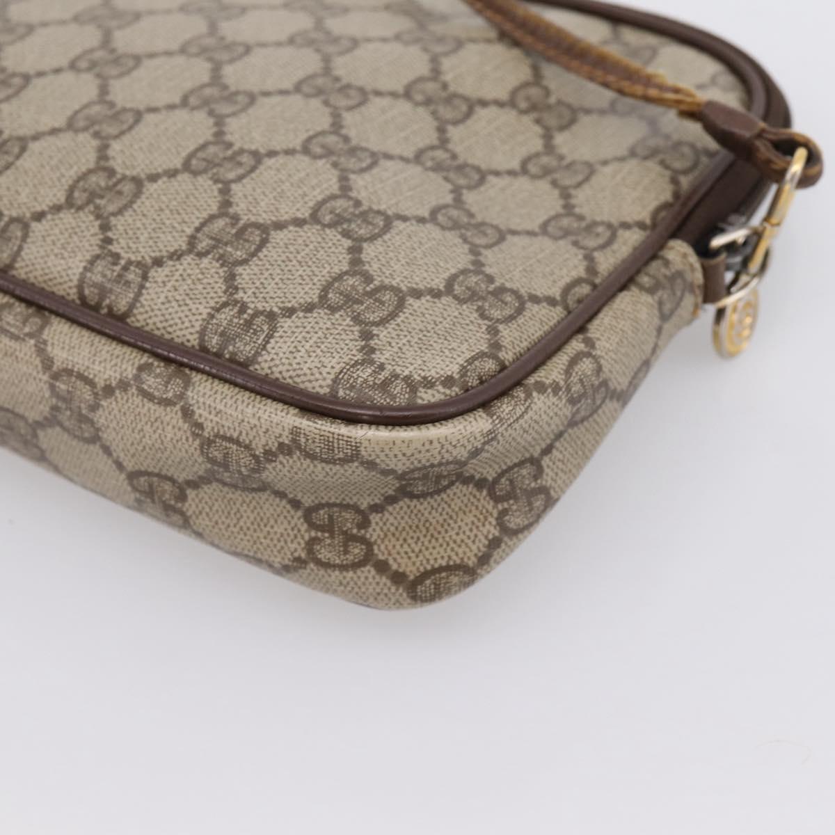 GUCCI GG Supreme Shoulder Bag PVC Beige Gold 97 02 068 Auth 202878