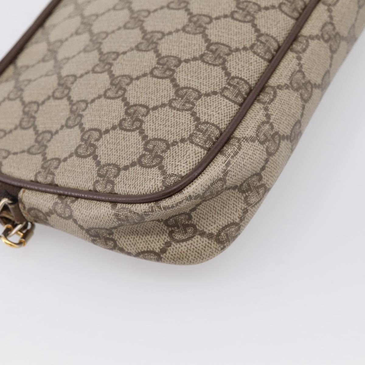 GUCCI GG Supreme Shoulder Bag PVC Beige Gold 97 02 068 Auth 202878