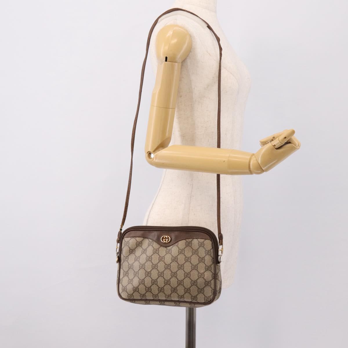 GUCCI GG Supreme Shoulder Bag PVC Beige Gold 97 02 068 Auth 202878