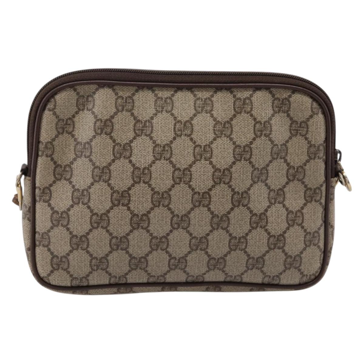 GUCCI GG Supreme Shoulder Bag PVC Beige Gold 97 02 068 Auth 202878