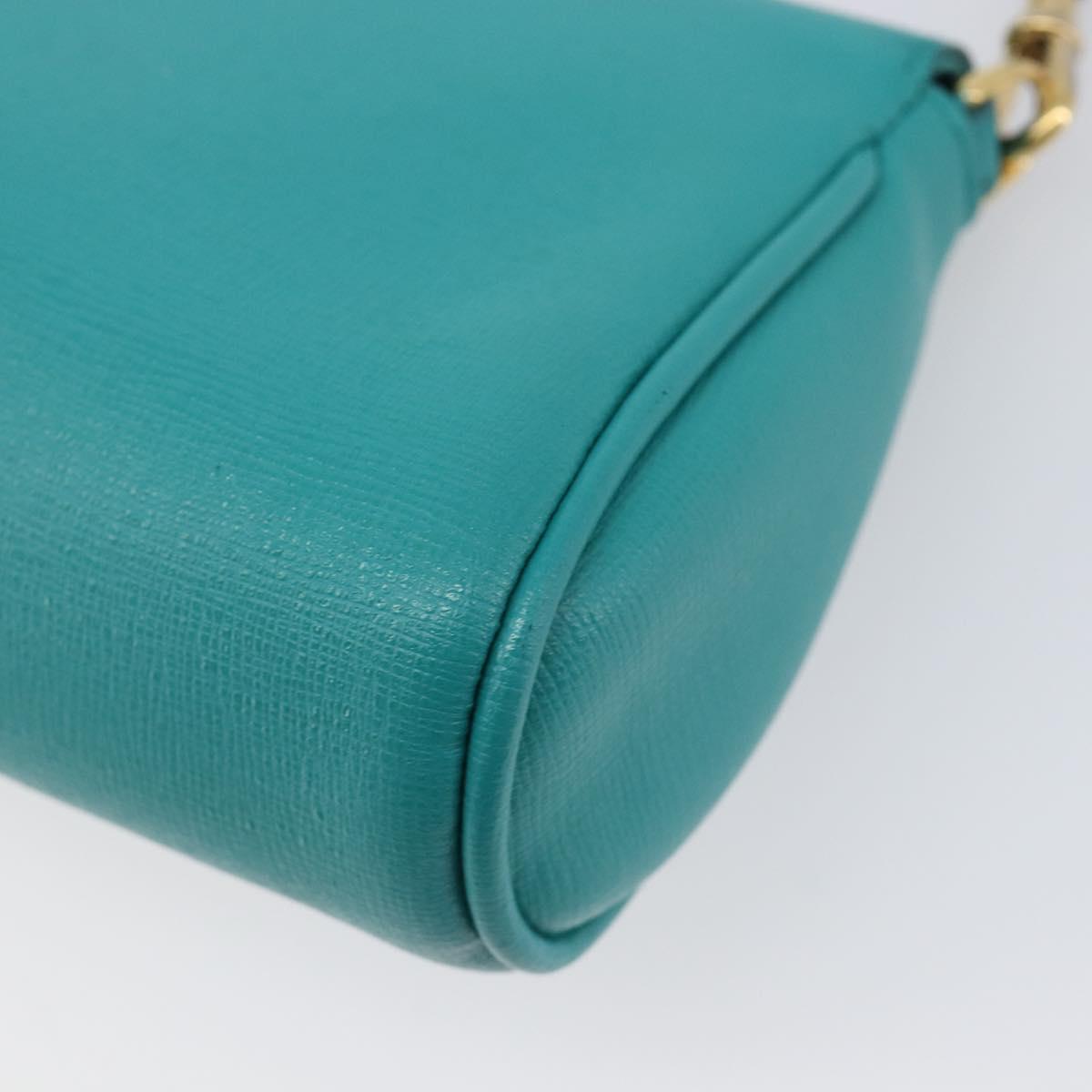 FENDI Shoulder Bag Leather Green Gold Auth 202879A
