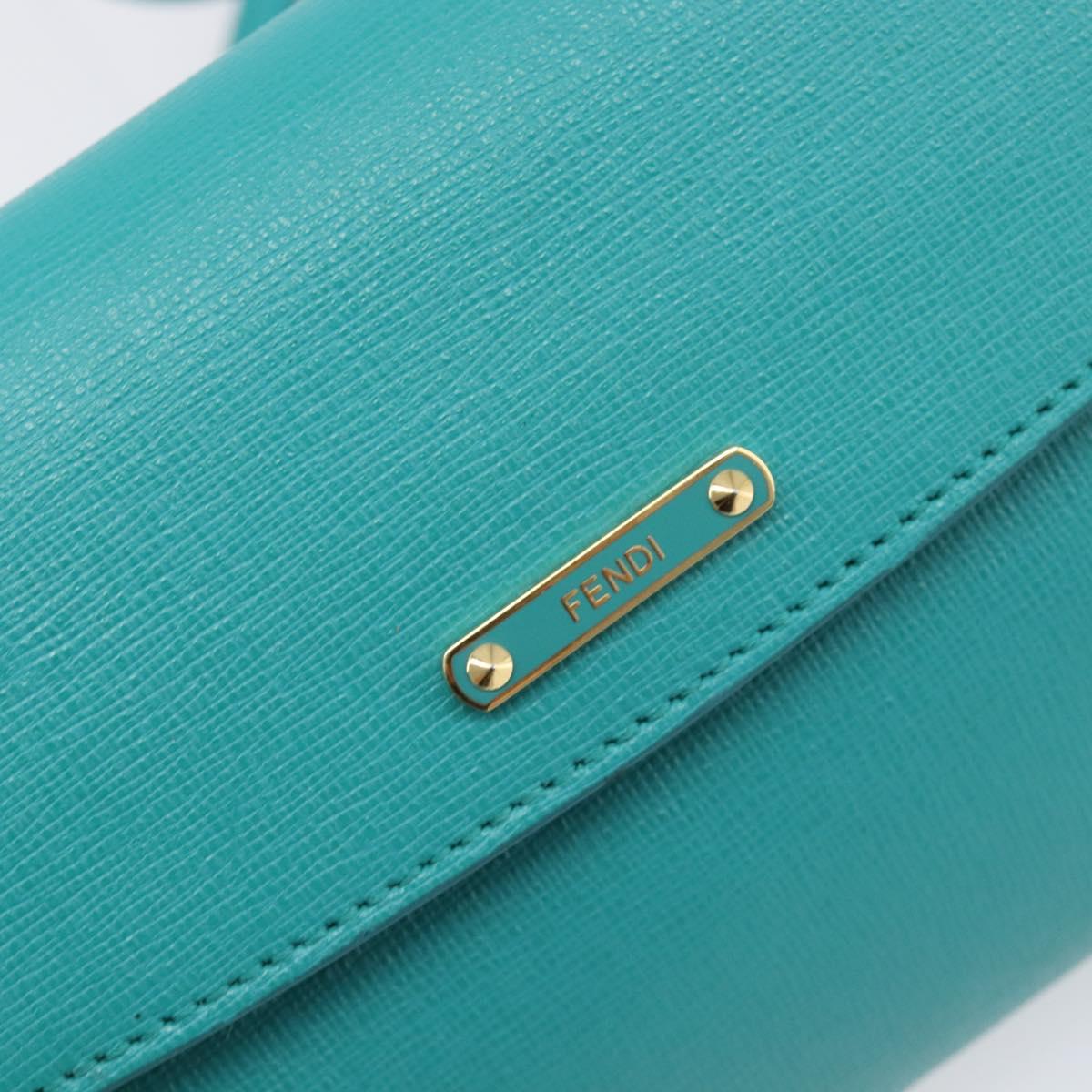 FENDI Shoulder Bag Leather Green Gold Auth 202879A