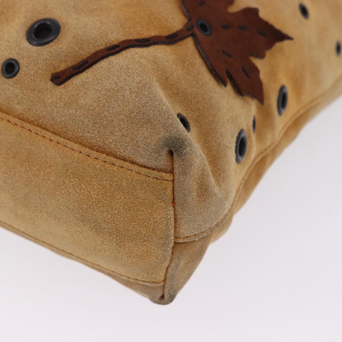 FENDI Hand Bag Suede Beige Auth 202880