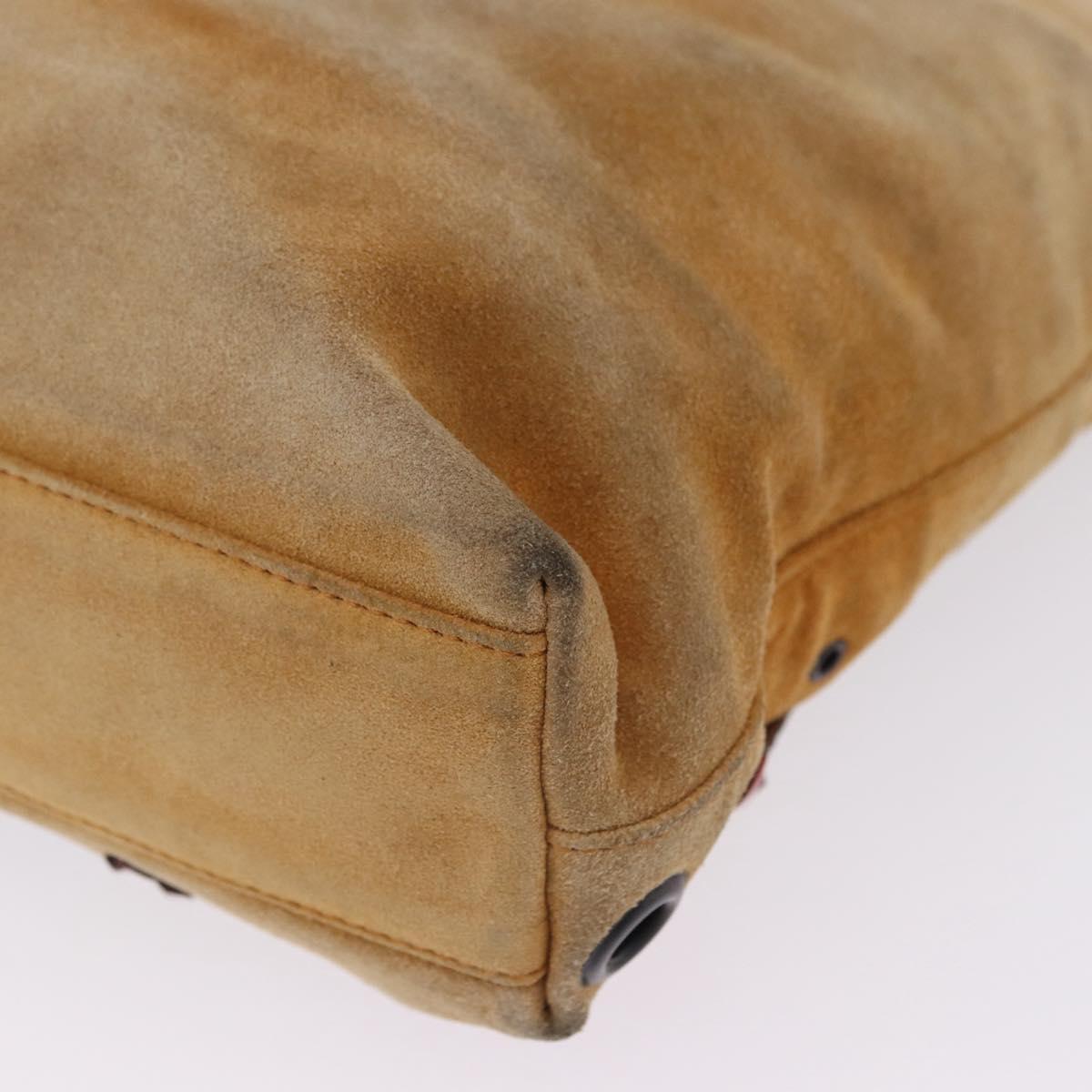 FENDI Hand Bag Suede Beige Auth 202880