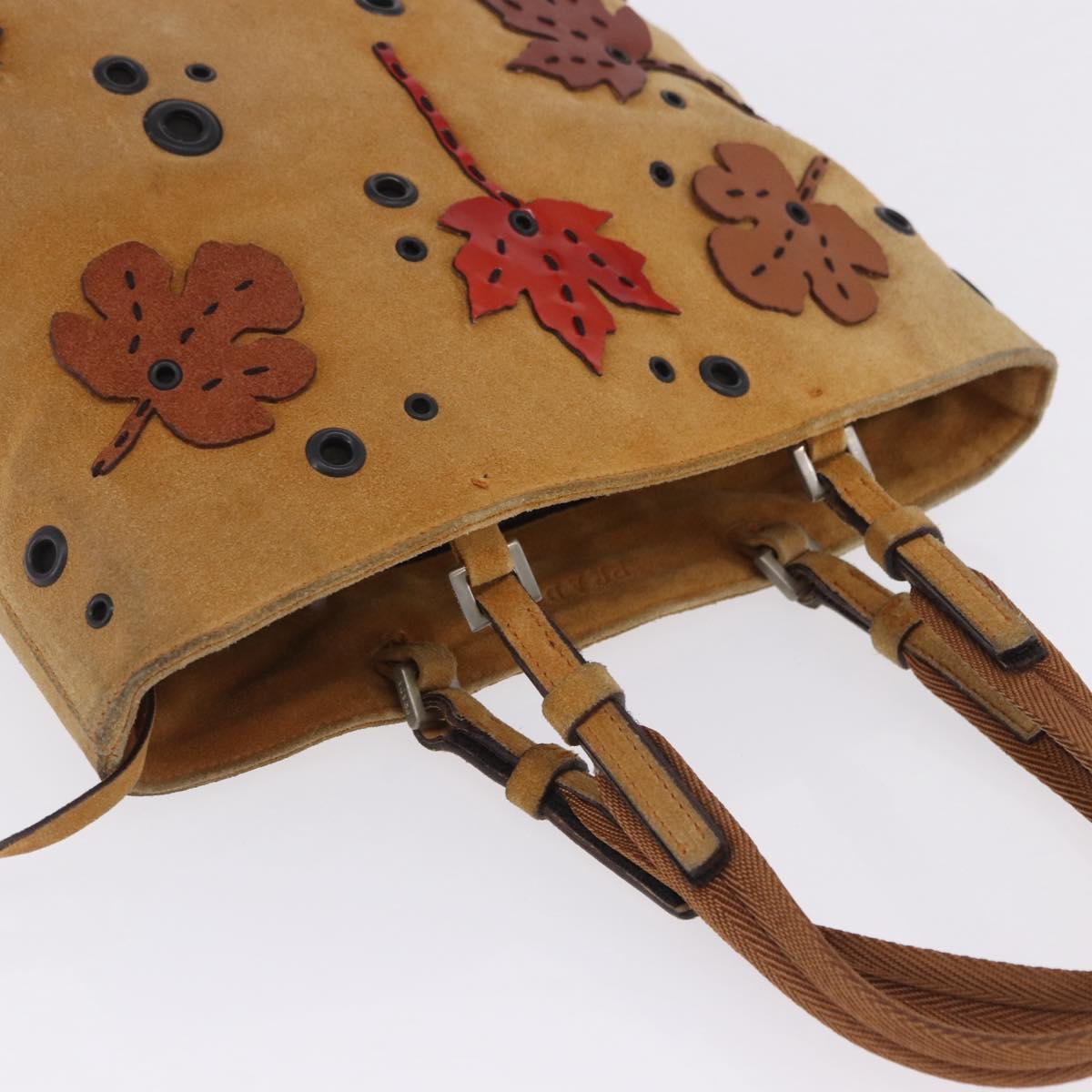 FENDI Hand Bag Suede Beige Auth 202880