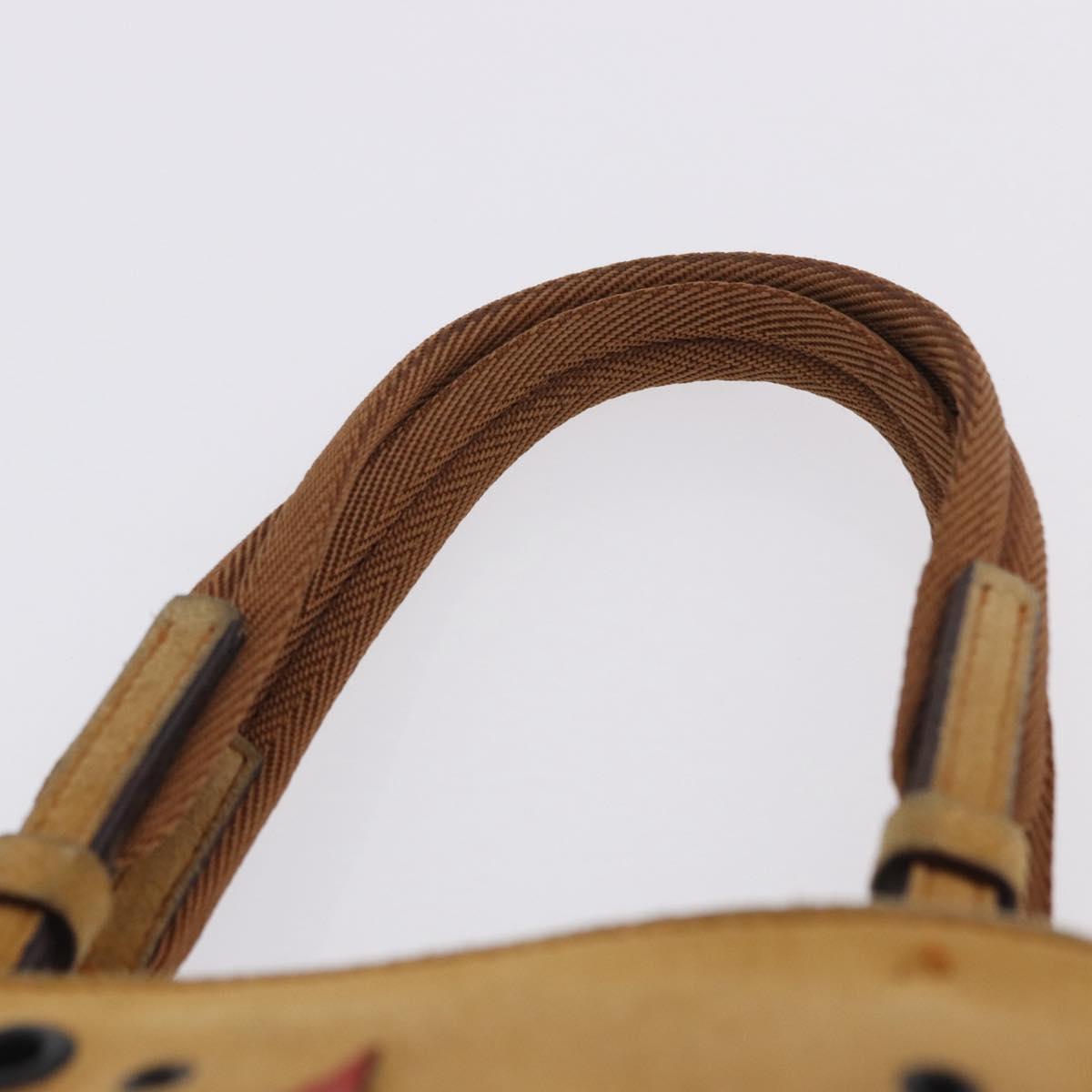 FENDI Hand Bag Suede Beige Auth 202880