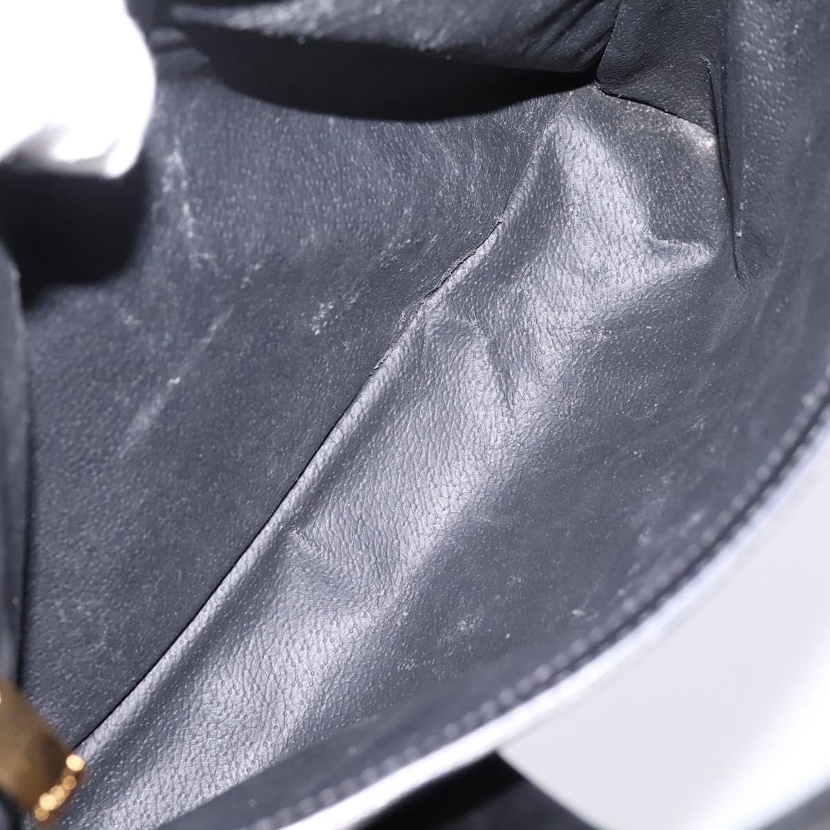 CELINE Macadam Canvas Circle Hand Bag PVC Leather Black Gold Auth 202882