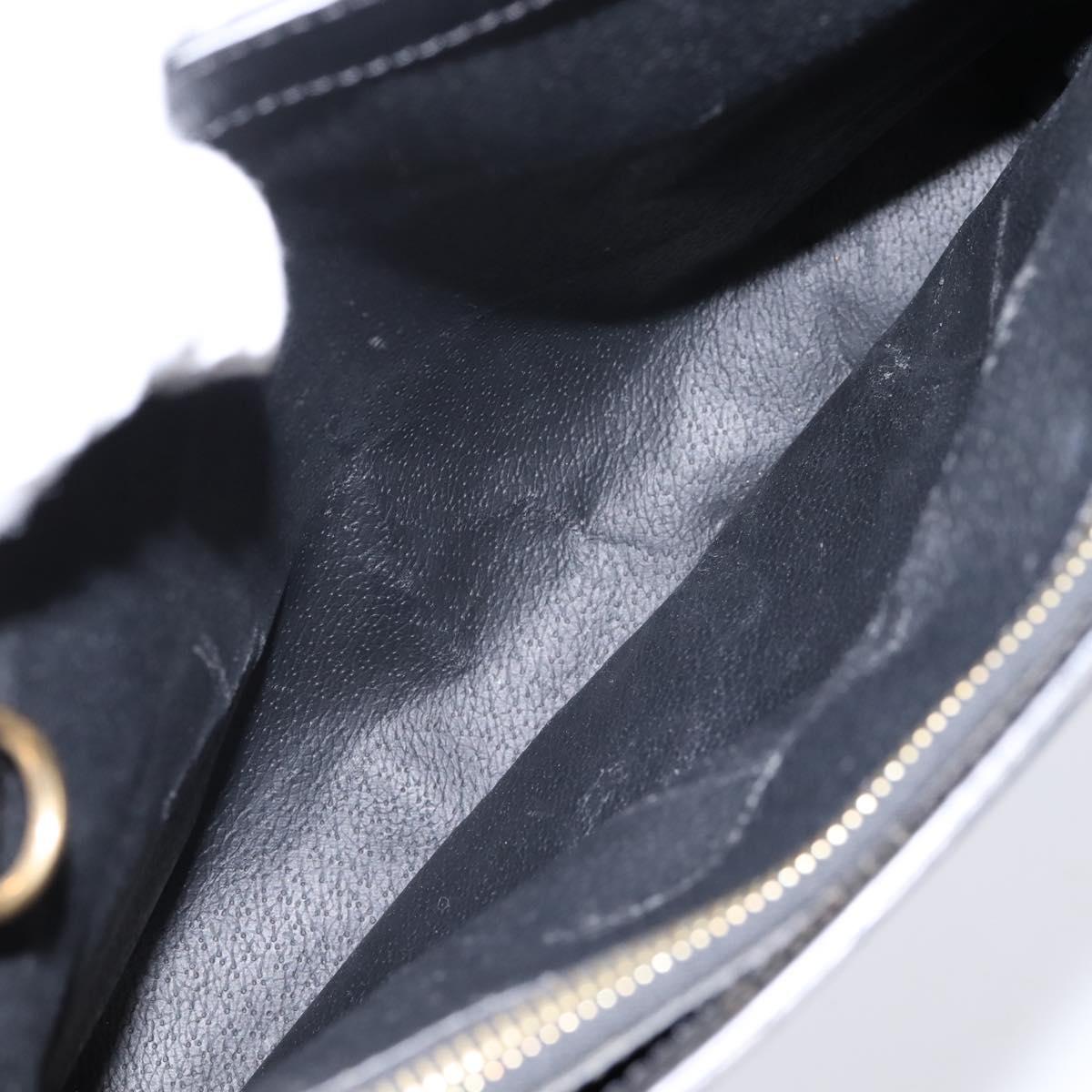 CELINE Macadam Canvas Circle Hand Bag PVC Leather Black Gold Auth 202882