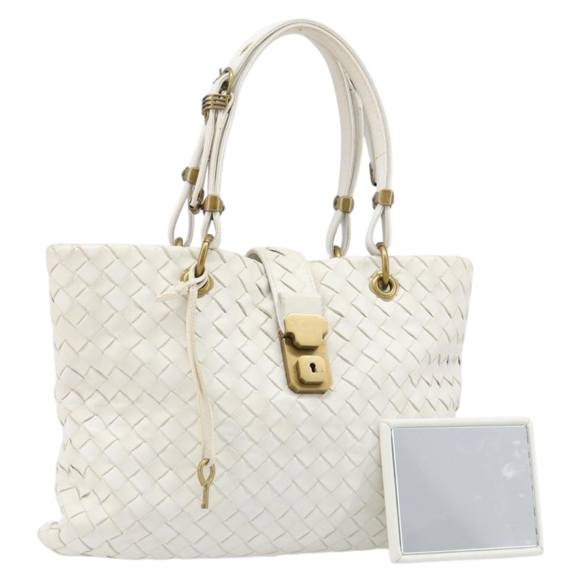 BOTTEGA VENETA INTRECCIATO Hand Bag Leather White 162112 Auth 202883V