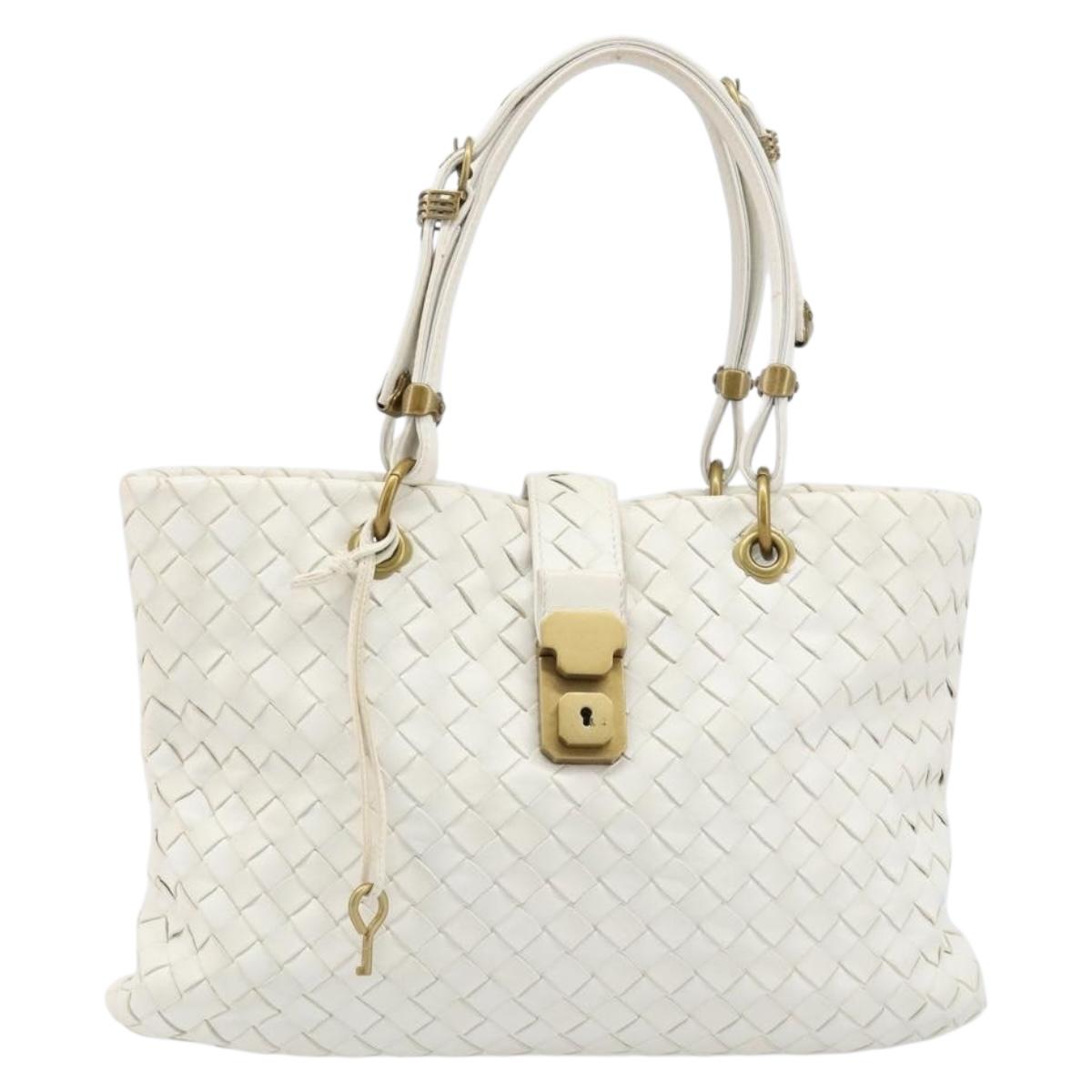 BOTTEGA VENETA INTRECCIATO Hand Bag Leather White 162112 Auth 202883V