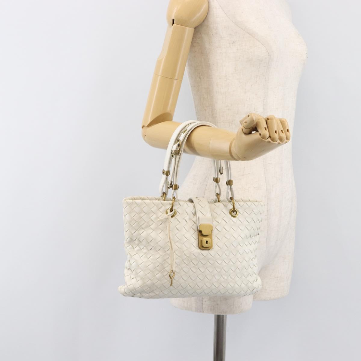 BOTTEGA VENETA INTRECCIATO Hand Bag Leather White 162112 Auth 202883V