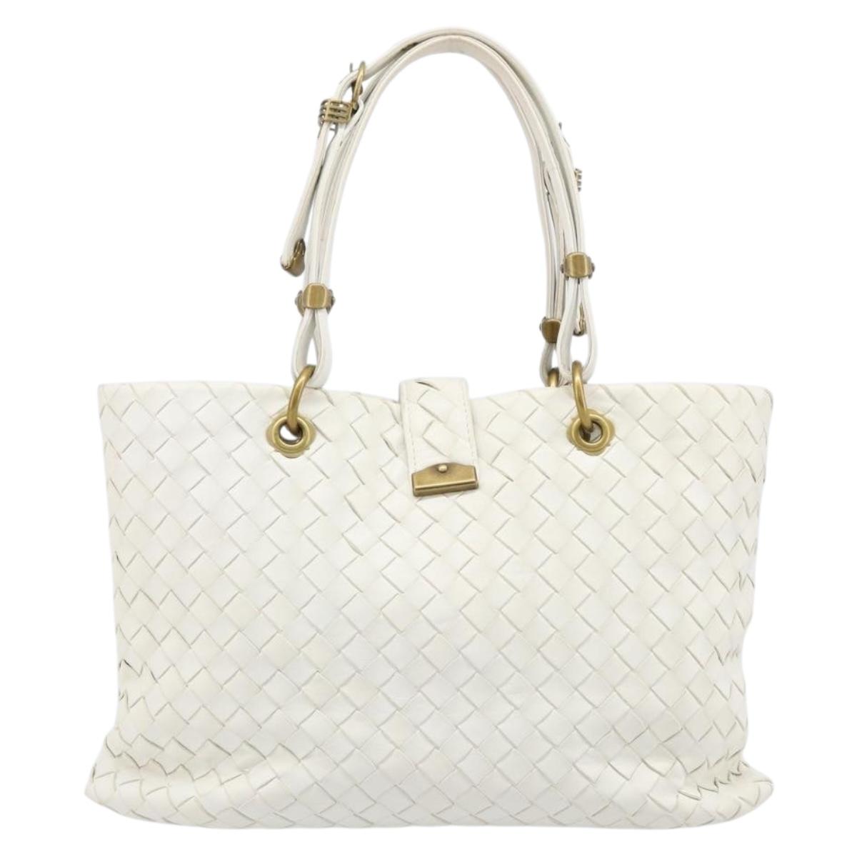 BOTTEGA VENETA INTRECCIATO Hand Bag Leather White 162112 Auth 202883V