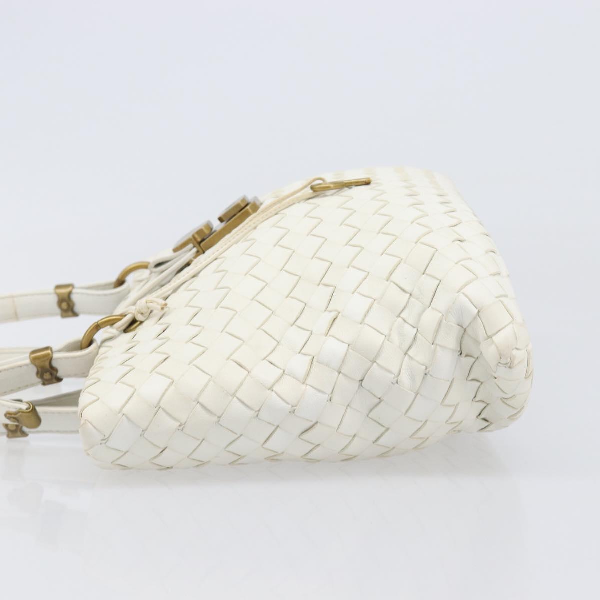 BOTTEGA VENETA INTRECCIATO Hand Bag Leather White 162112 Auth 202883V