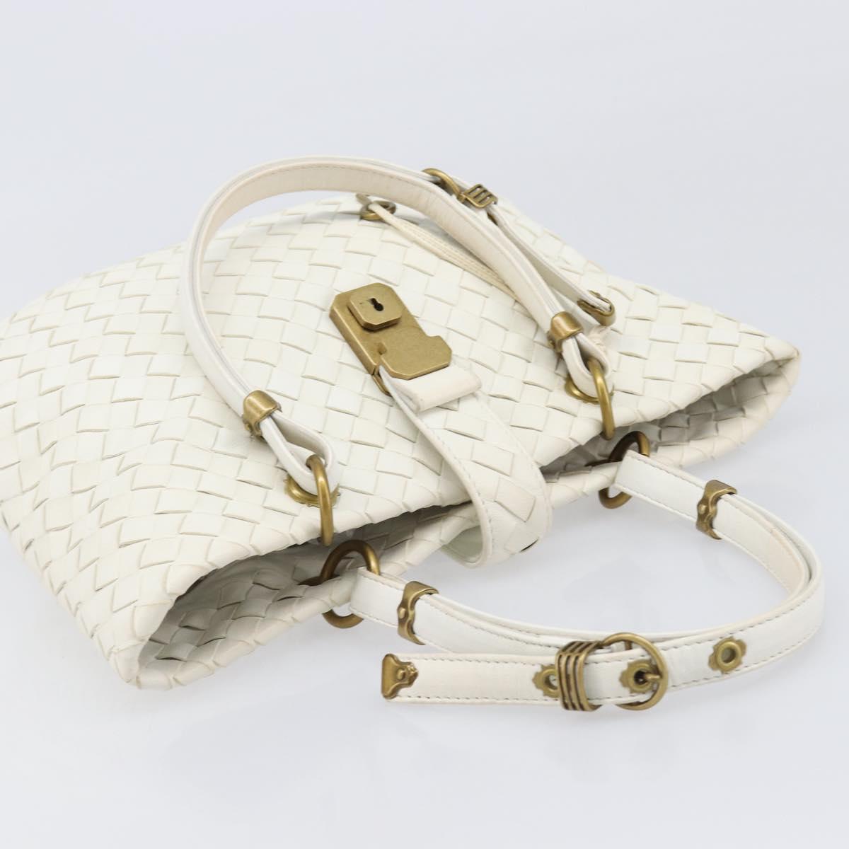 BOTTEGA VENETA INTRECCIATO Hand Bag Leather White 162112 Auth 202883V
