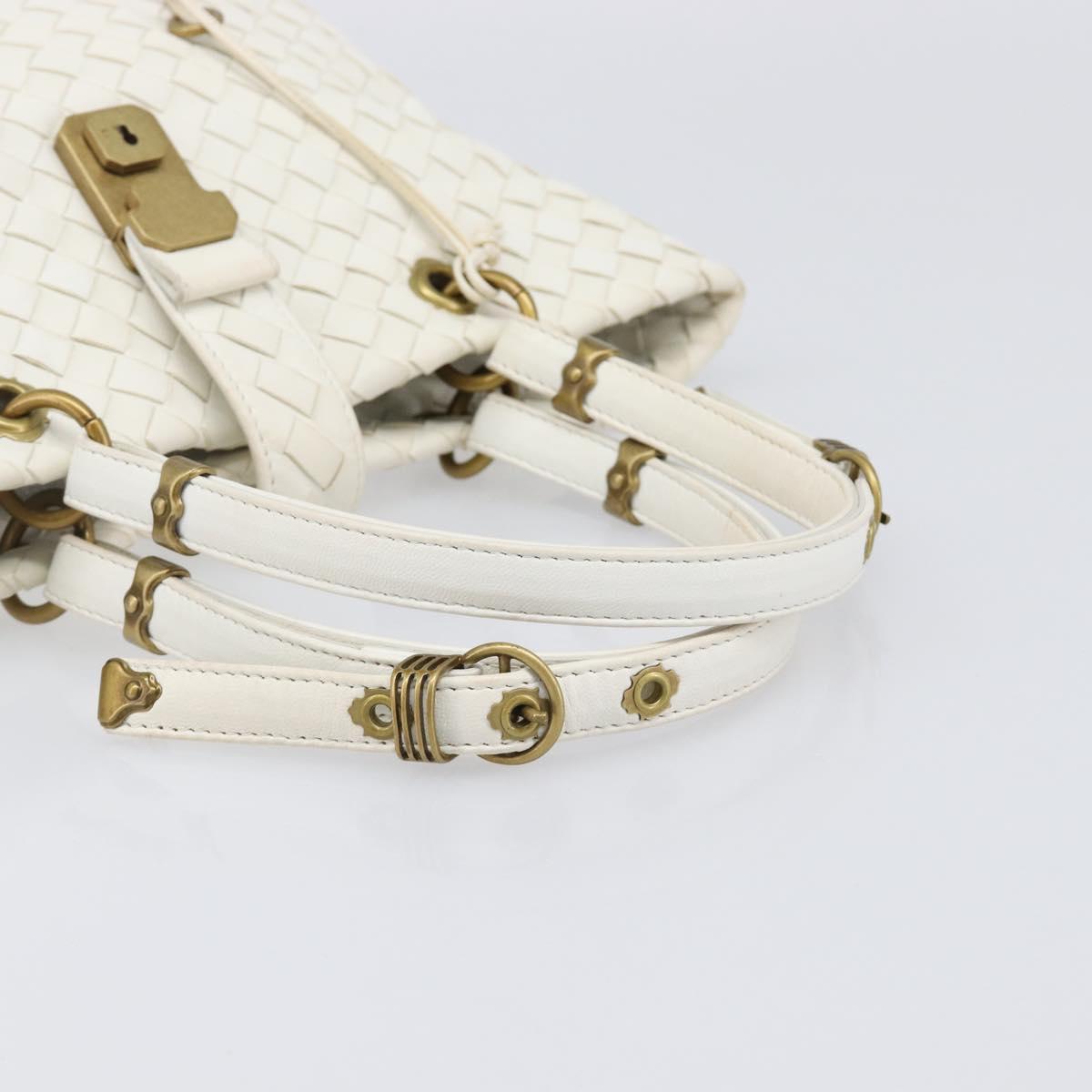 BOTTEGA VENETA INTRECCIATO Hand Bag Leather White 162112 Auth 202883V