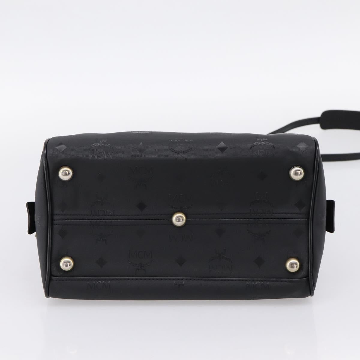 MCM Vicetos Logogram Hand Bag PVC Leather 2way Black Gold Auth 202886A