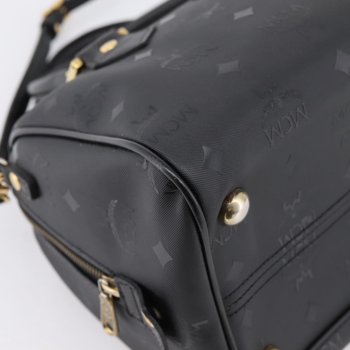MCM Vicetos Logogram Hand Bag PVC Leather 2way Black Gold Auth 202886A