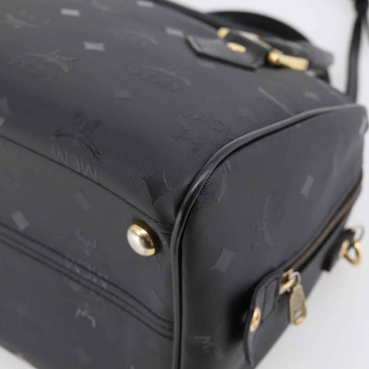 MCM Vicetos Logogram Hand Bag PVC Leather 2way Black Gold Auth 202886A
