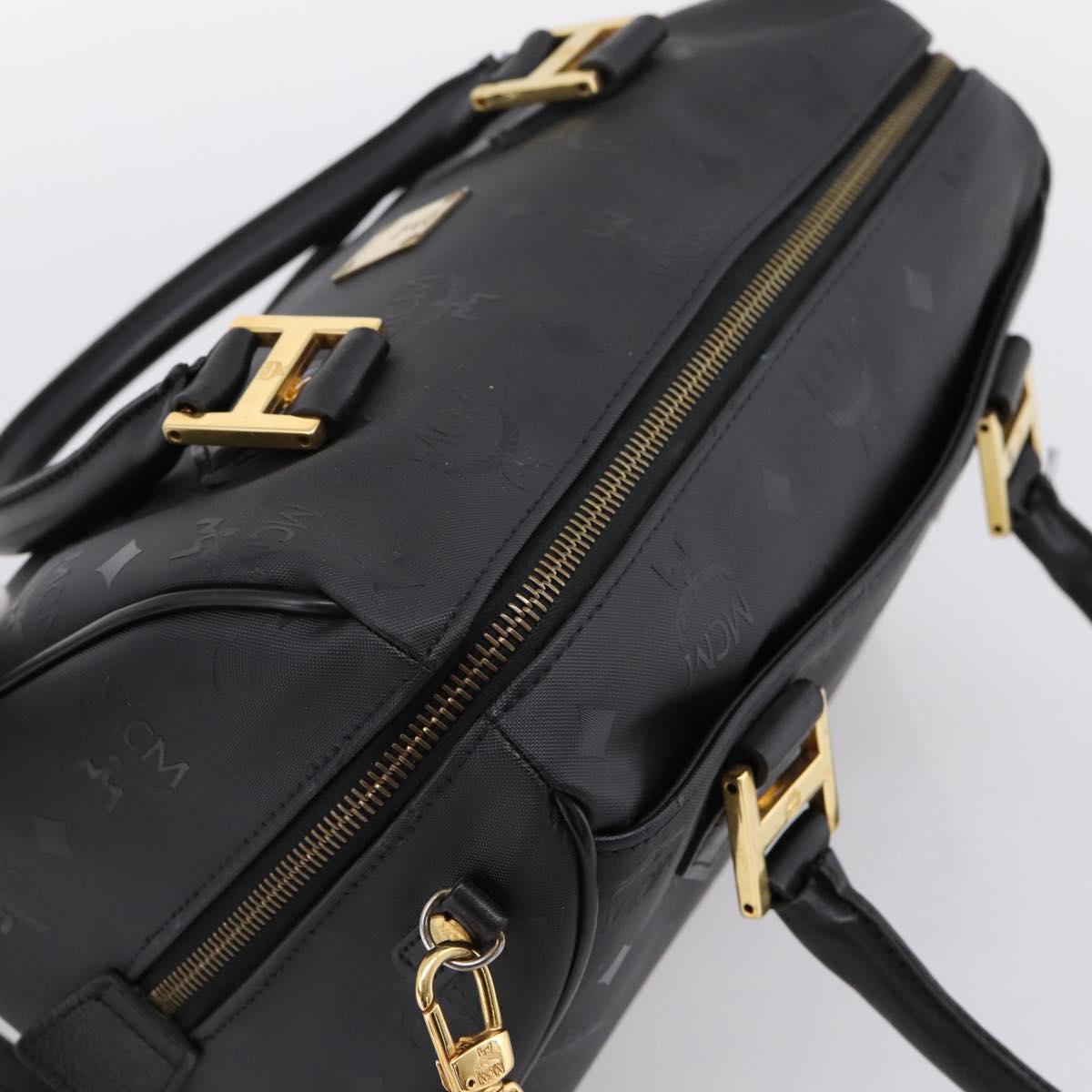 MCM Vicetos Logogram Hand Bag PVC Leather 2way Black Gold Auth 202886A
