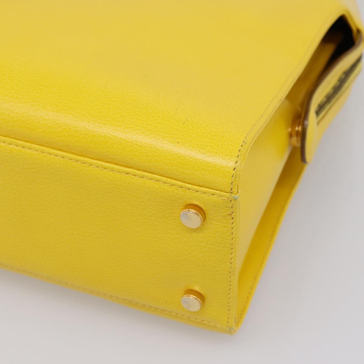 Salvatore Ferragamo Gancini Hand Bag Leather 2way Yellow Gold Auth 202887