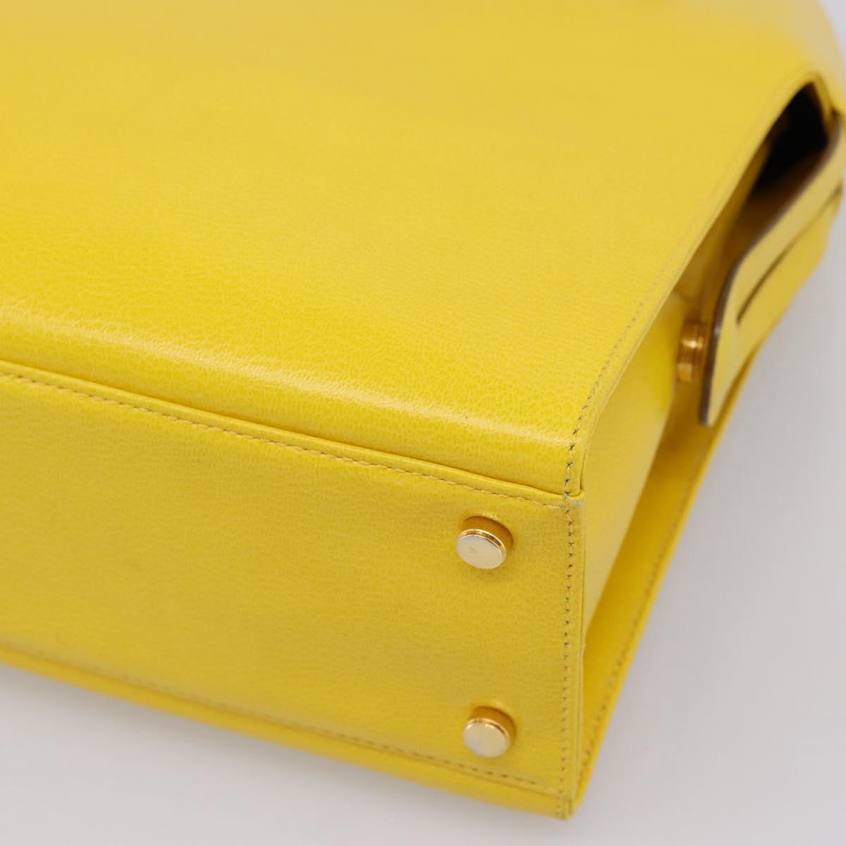 Salvatore Ferragamo Gancini Hand Bag Leather 2way Yellow Gold Auth 202887
