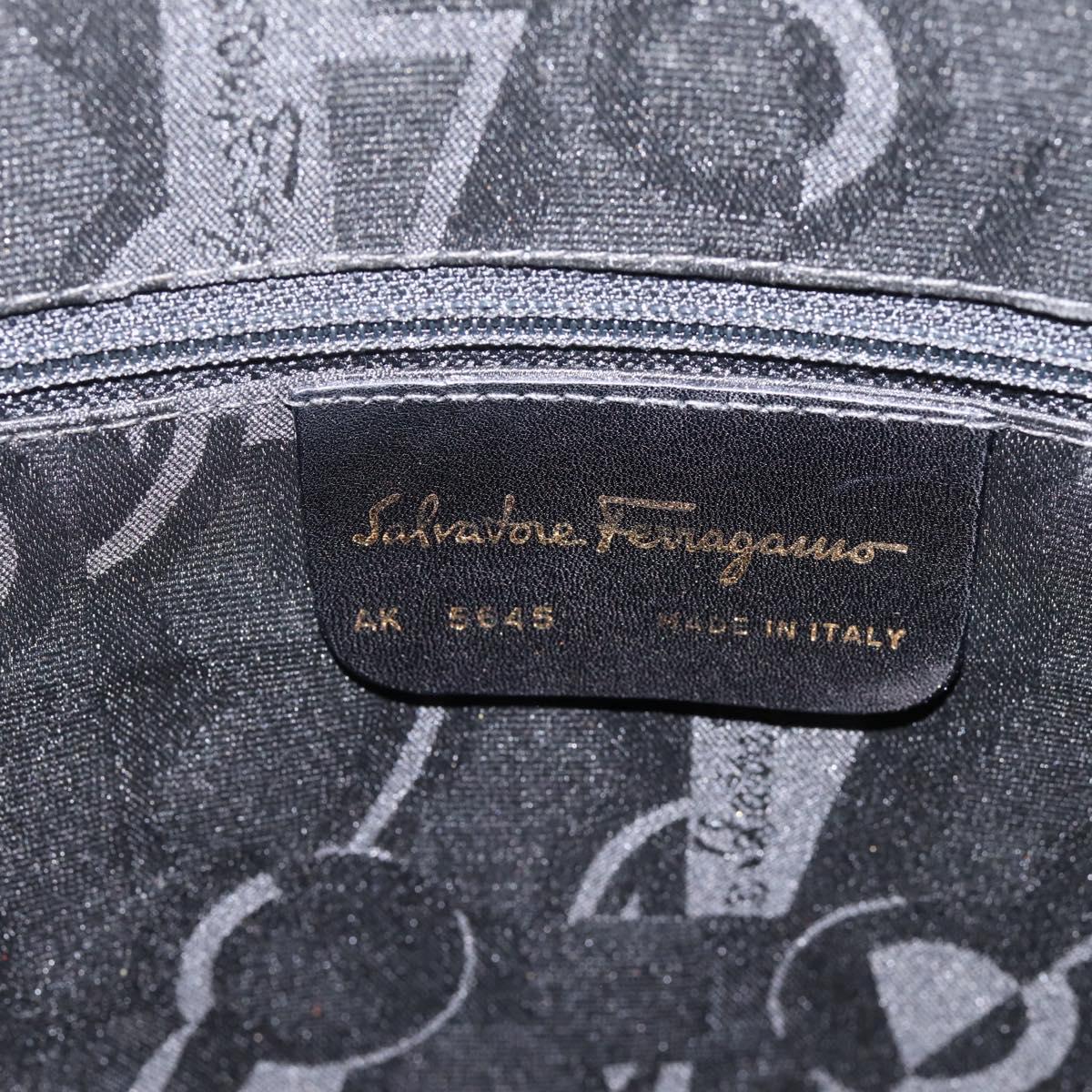 Salvatore Ferragamo Gancini Hand Bag Leather 2way Yellow Gold Auth 202887