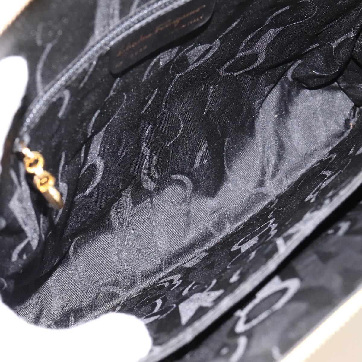 Salvatore Ferragamo Gancini Hand Bag Leather 2way Yellow Gold Auth 202887
