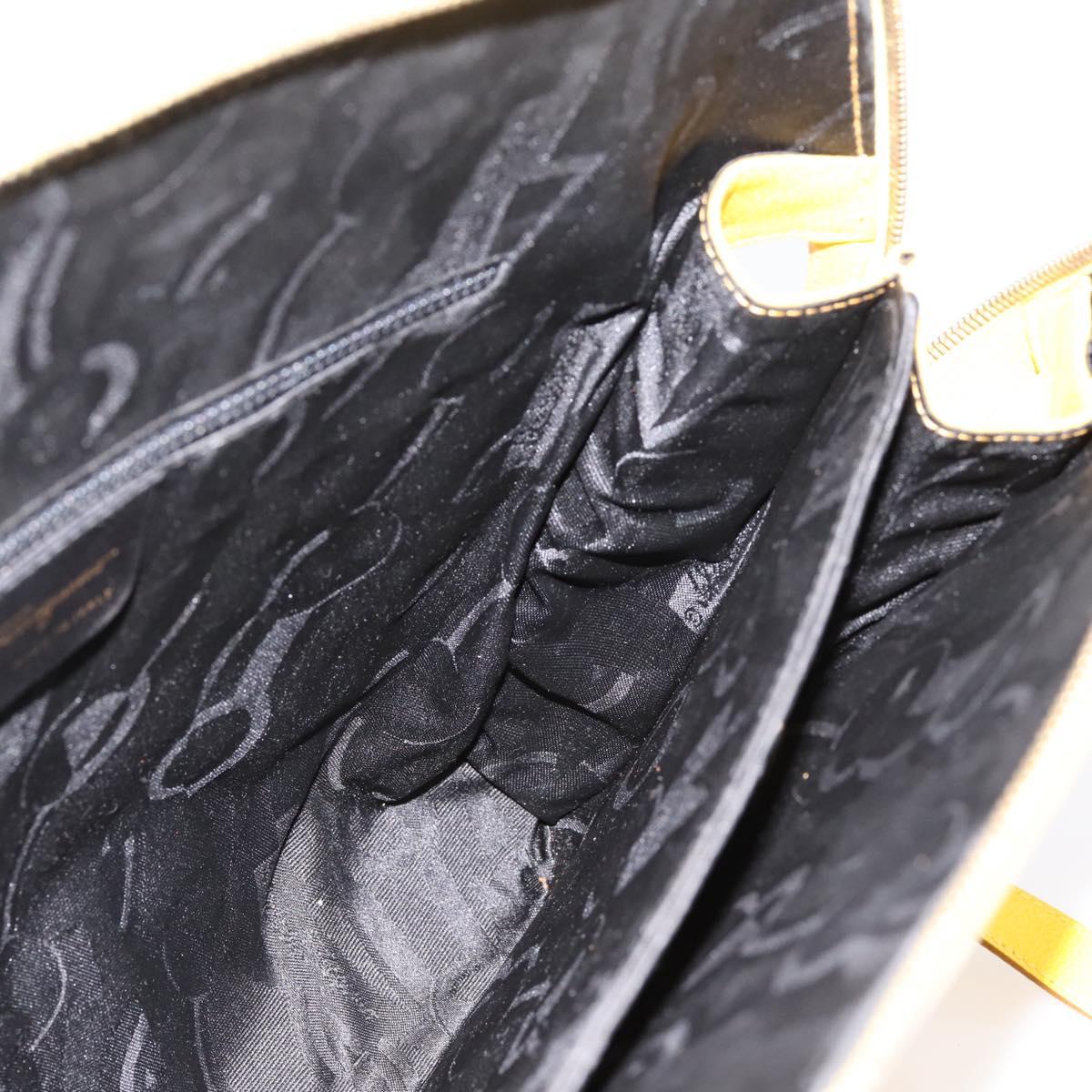 Salvatore Ferragamo Gancini Hand Bag Leather 2way Yellow Gold Auth 202887