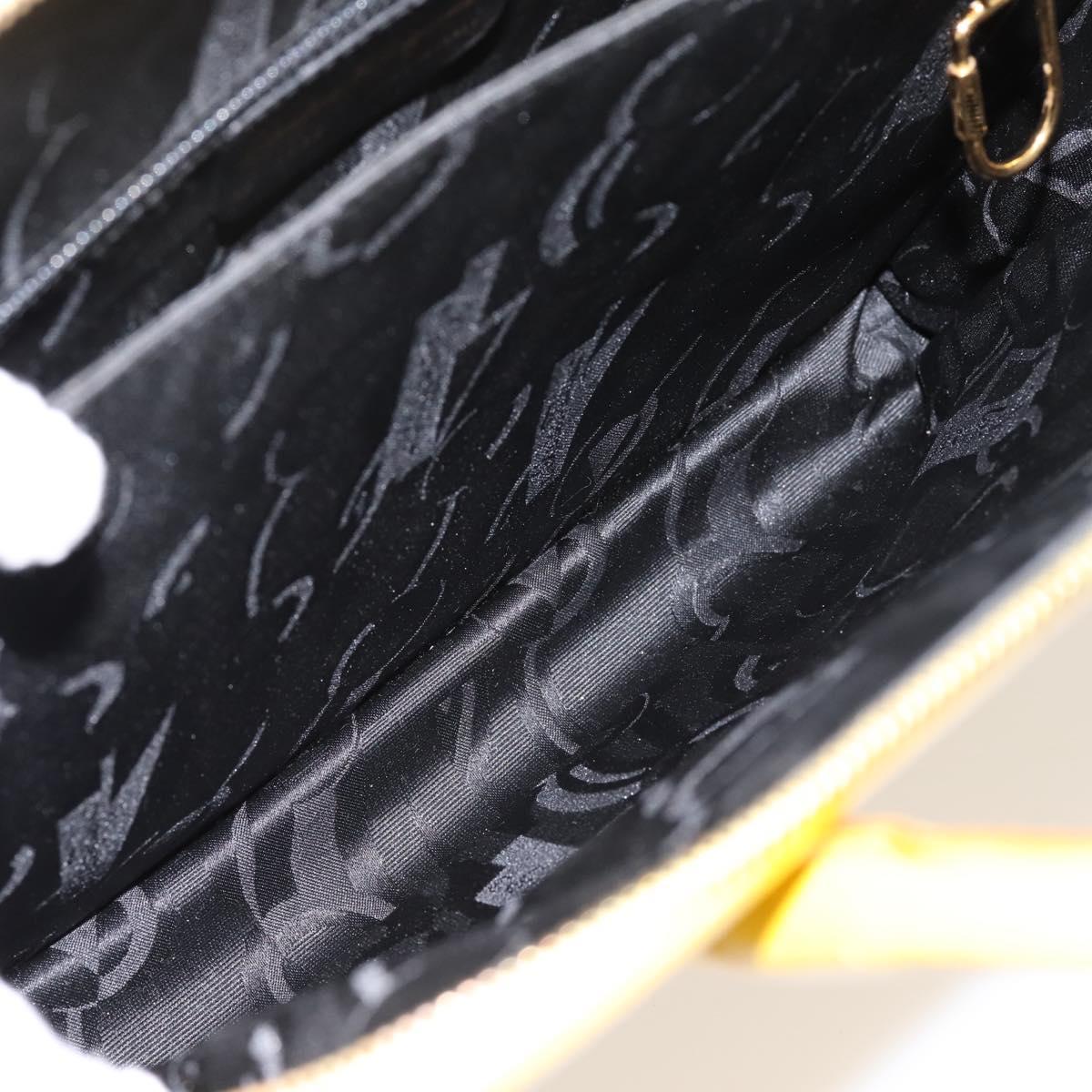 Salvatore Ferragamo Gancini Hand Bag Leather 2way Yellow Gold Auth 202887