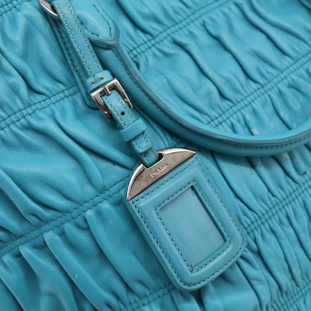 PRADA Matelasse Hand Bag Nylon 2way Turquoise Blue Silver Auth 202888V
