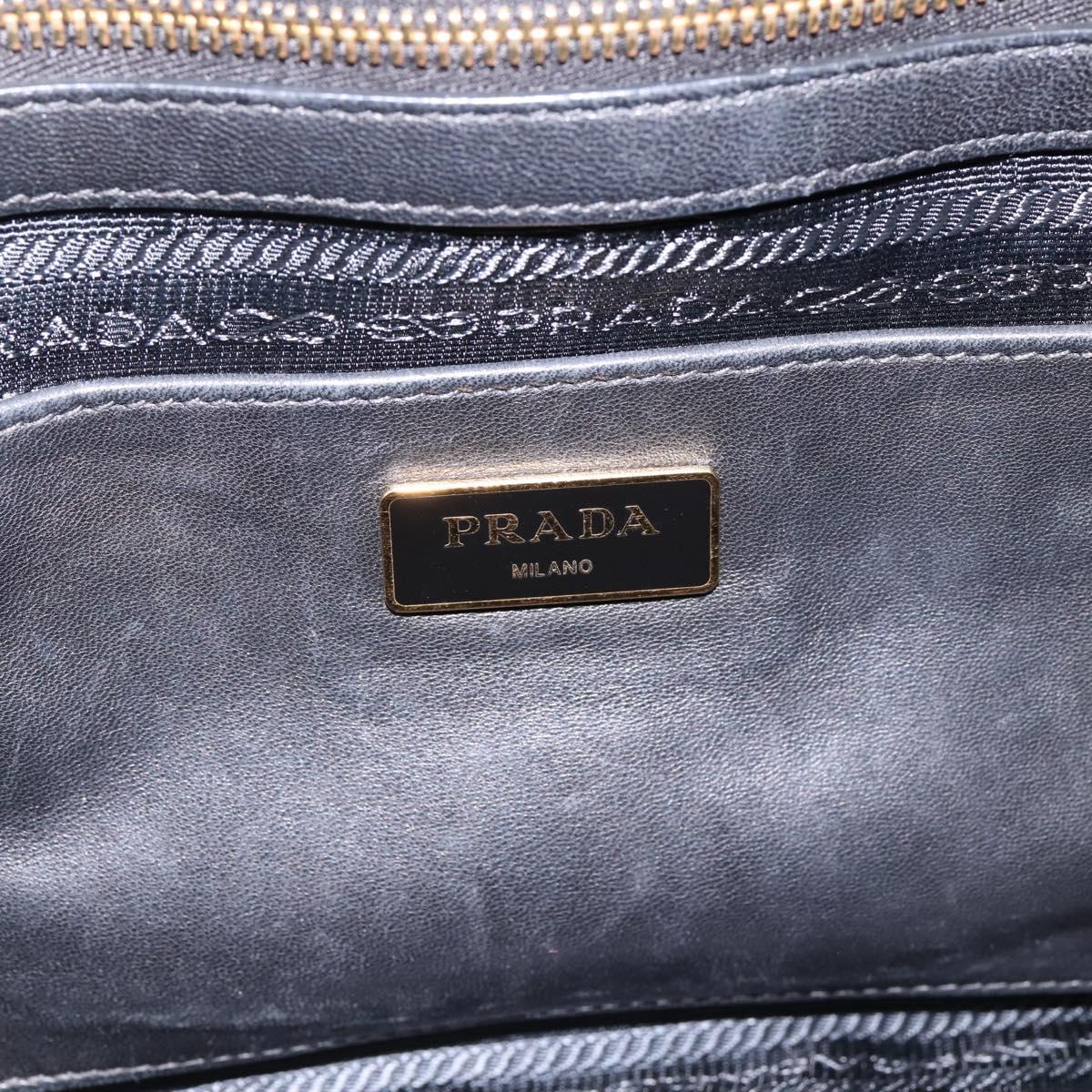PRADA Gathered Hand Bag Nylon 2way Black Gold Auth 202889A
