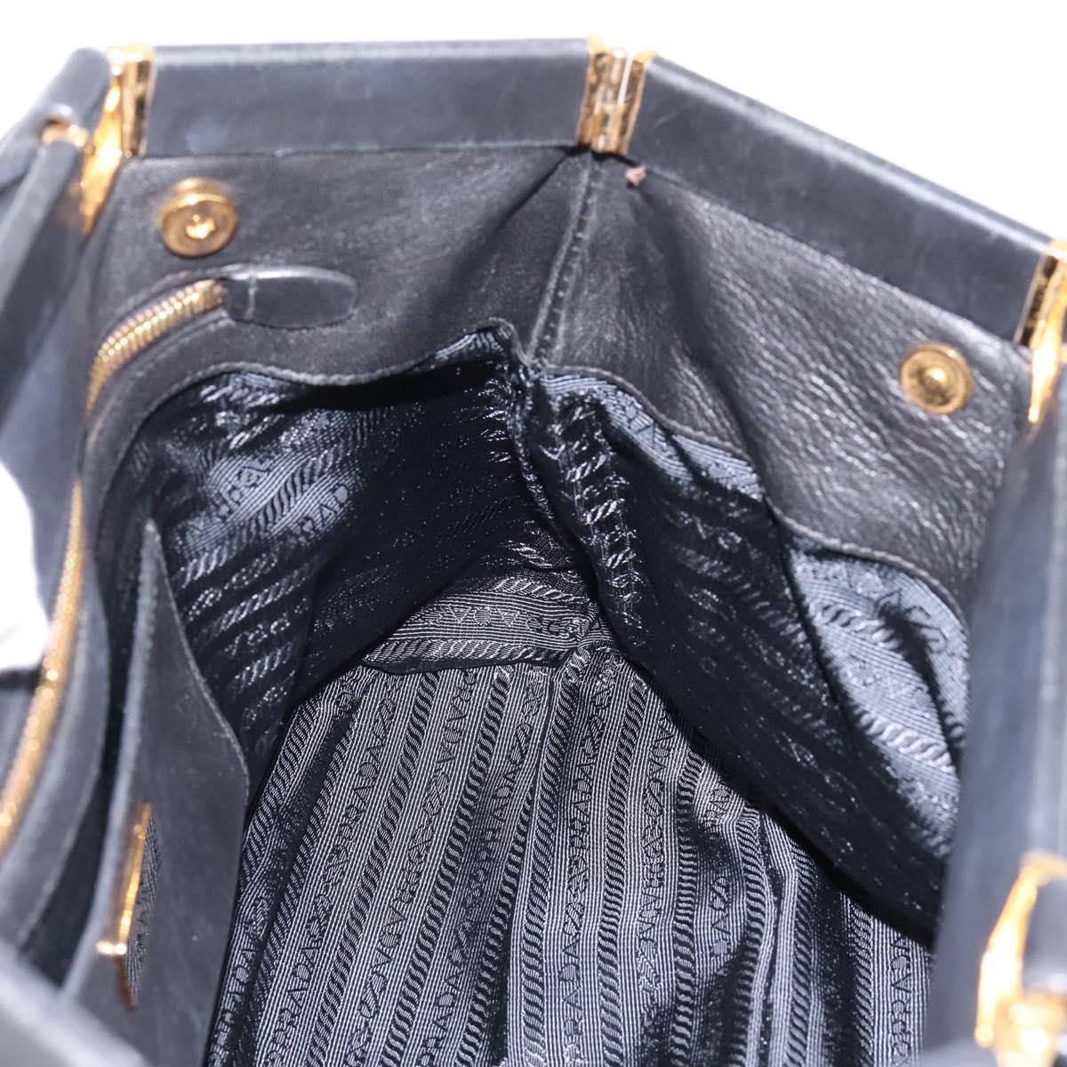 PRADA Gathered Hand Bag Nylon 2way Black Gold Auth 202889A