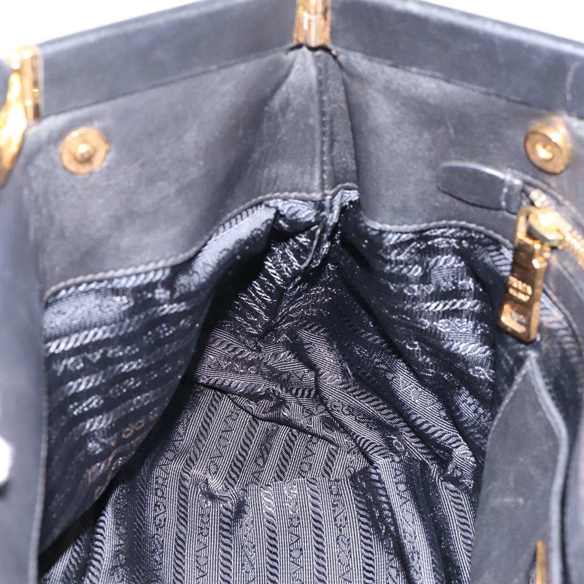 PRADA Gathered Hand Bag Nylon 2way Black Gold Auth 202889A