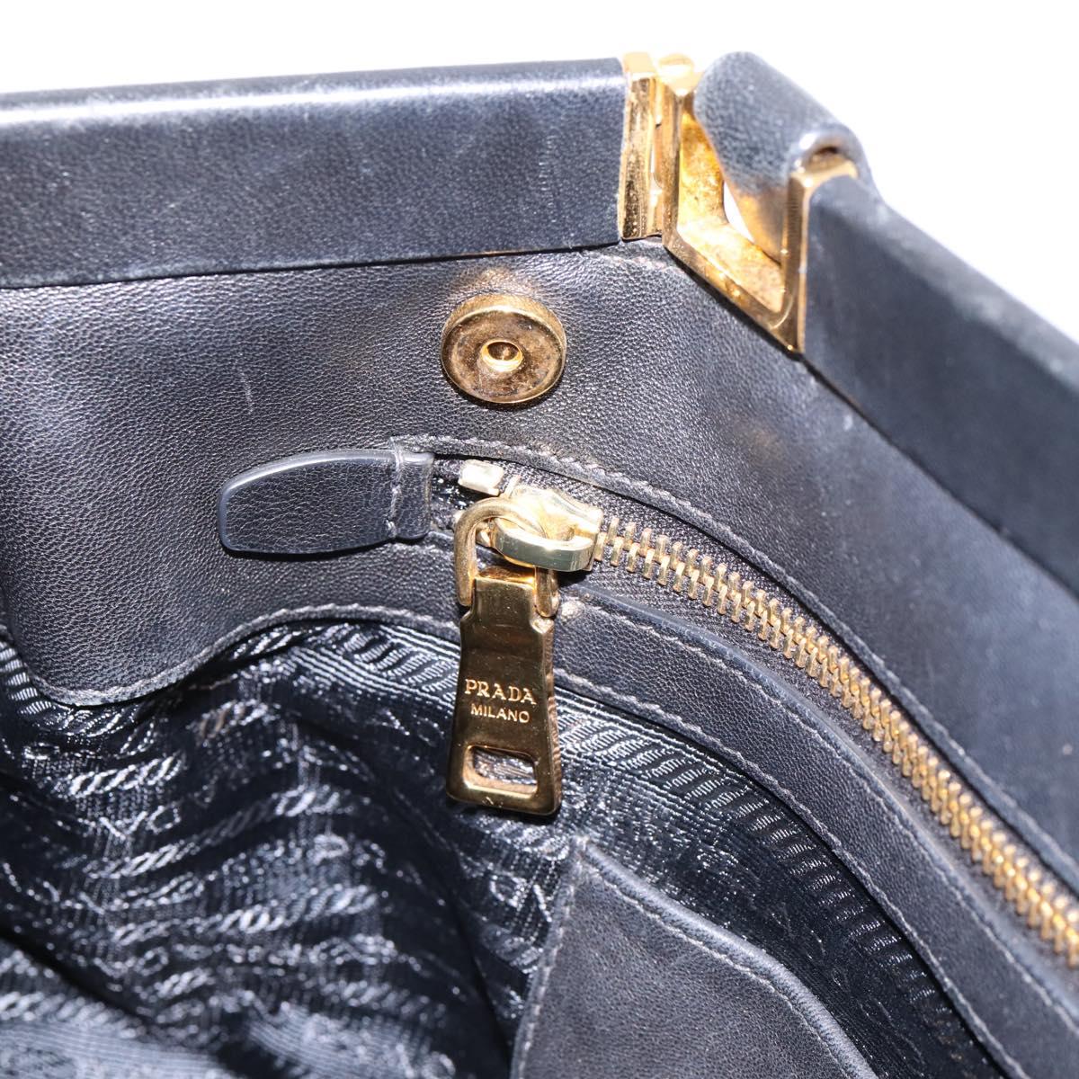 PRADA Gathered Hand Bag Nylon 2way Black Gold Auth 202889A