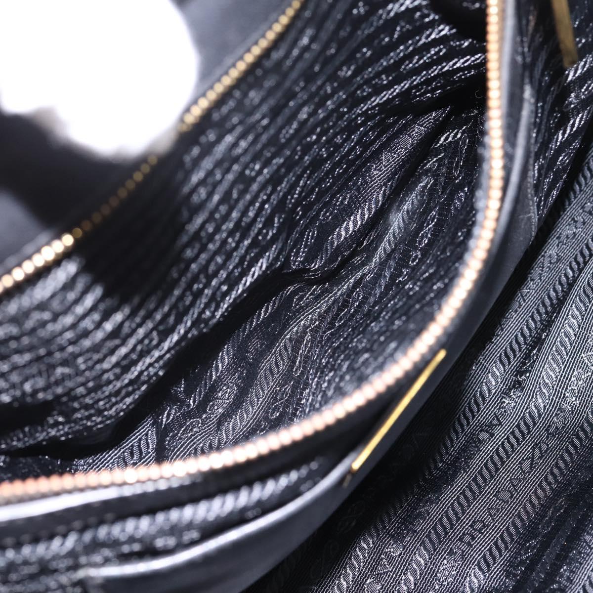 PRADA Gathered Hand Bag Nylon 2way Black Gold Auth 202889A