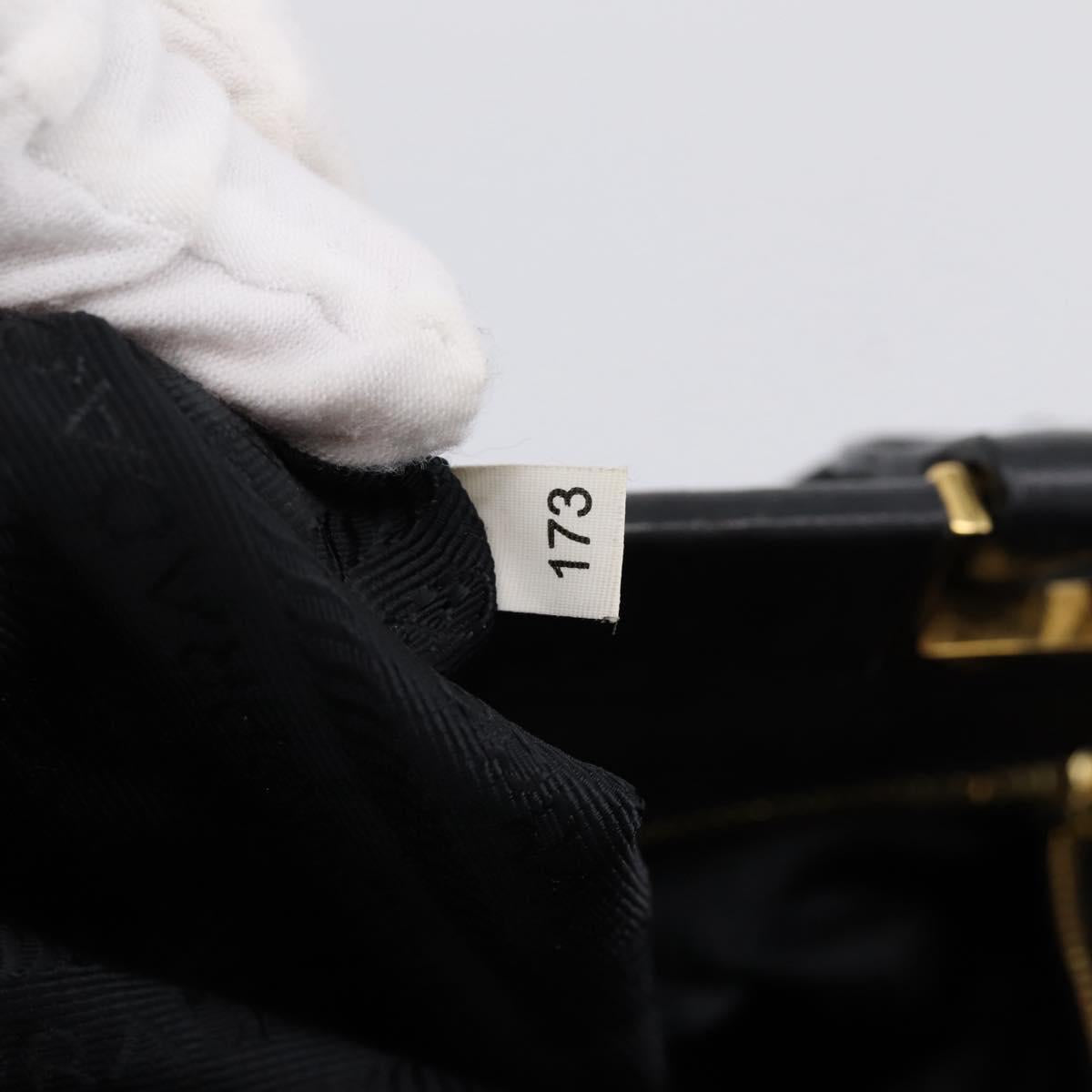 PRADA Gathered Hand Bag Nylon 2way Black Gold Auth 202889A