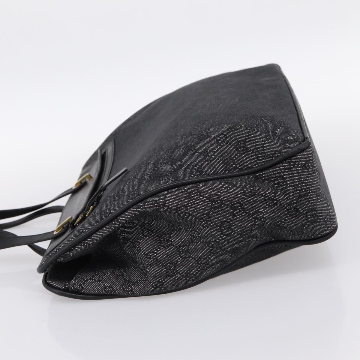 GUCCI GG Canvas Tote Bag Black Gold 92731 Auth 202890A