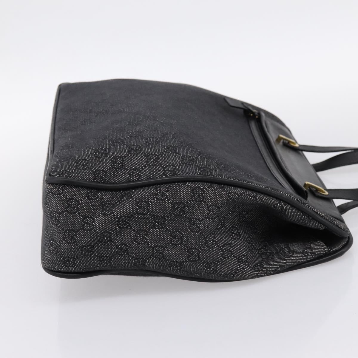 GUCCI GG Canvas Tote Bag Black Gold 92731 Auth 202890A